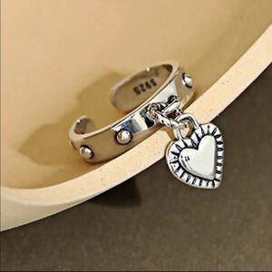 💎NEW 925 Sterling Silver Heart Charm Ring